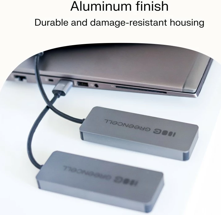 Razdelilec USB-C 4-v-1, Green Cell HUB-GC-C4A, 4x USB-A 3.0 do 5 Gb/s, vgrajen kabel 15 cm, srebrno/črn