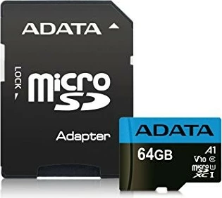 MicroSD spominska kartica Adata Premier 64 GB z SD adapterjem, črna