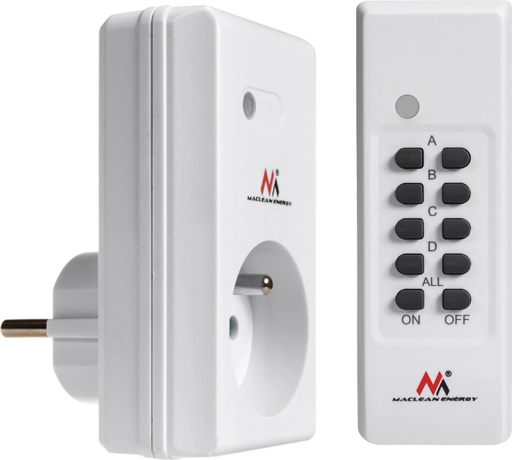 Programabilna notranja vtičnica z daljinskim upravljalnikom, Maclean MCE151, bela, z baterijo za daljinski