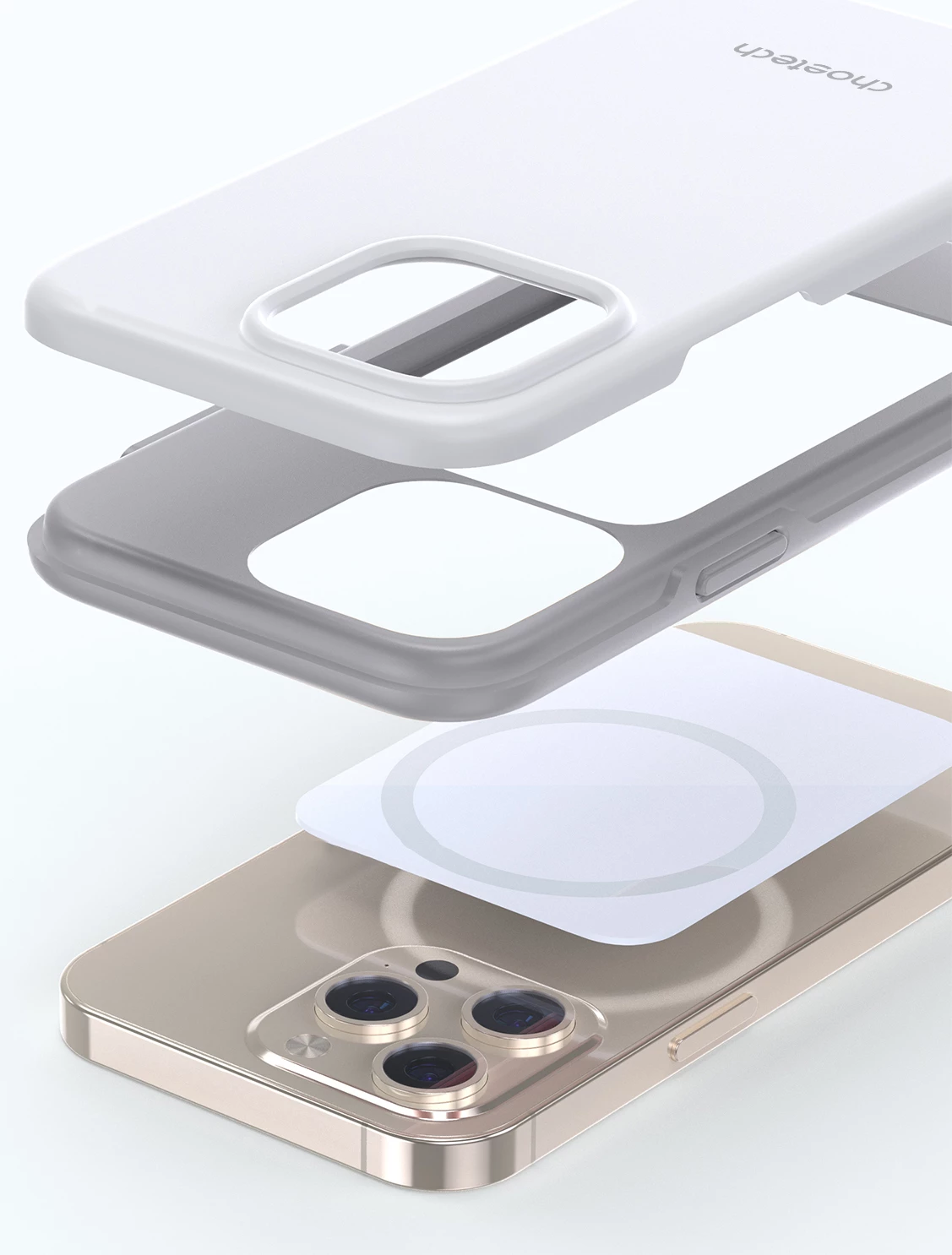 Ovitek za telefon MagSafe za iPhone 13 Pro Max Choetech PC0114-MFM-WH, bel