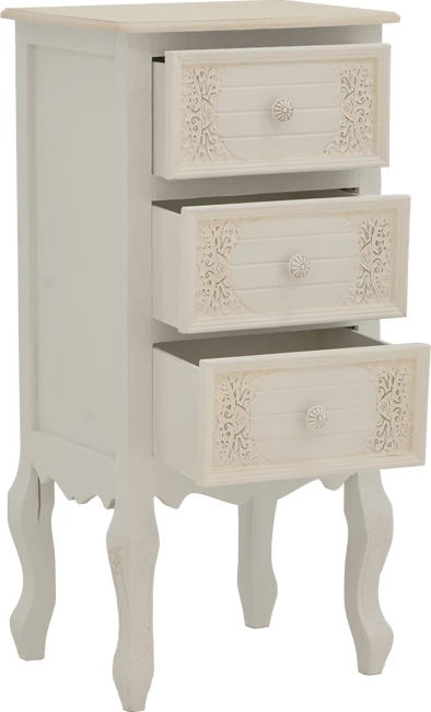 Komoda s predali, antično bela, MDF, 40x34,5x82 cm