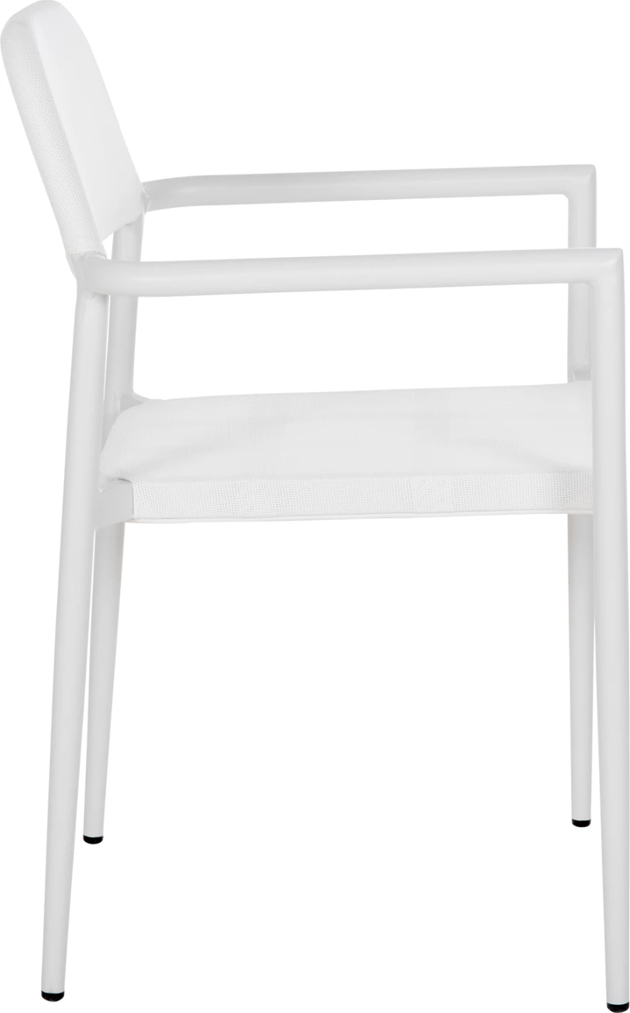 Aluminijast stol RONNY FH5998.02, belo ogrodje in bel textilene, 53x51x80 cm