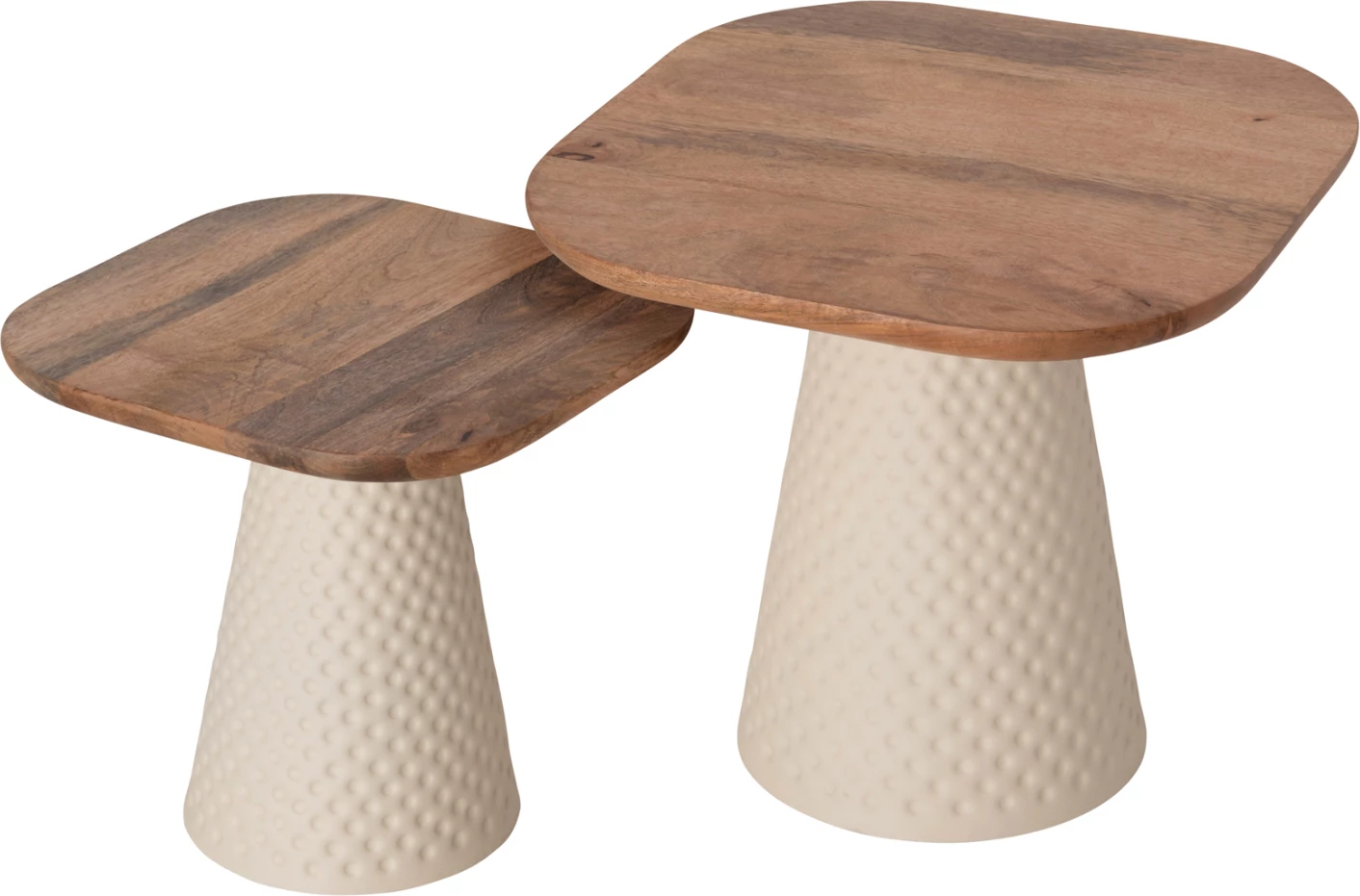 Klubske mizice 2 kosa GOLFER ΗΜ9924 kovinsko podnožje v slonokoščeni barvi-kvadratna plošča iz manga