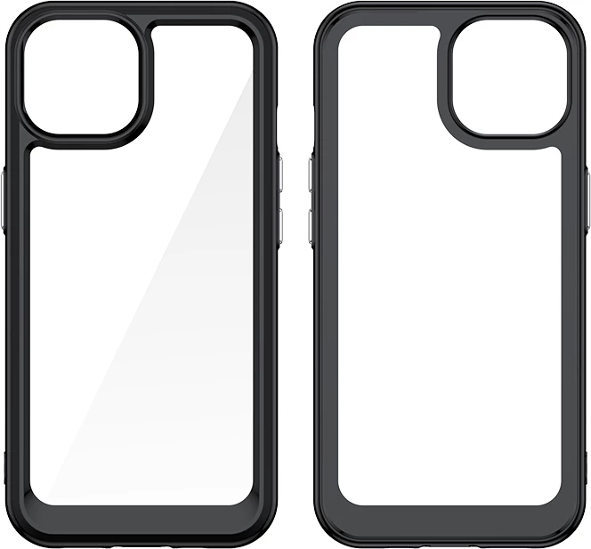 Prozoren ovoj z modrim okvirjem Hurtel za iPhone 15 Plus, prozoren s modrim robom