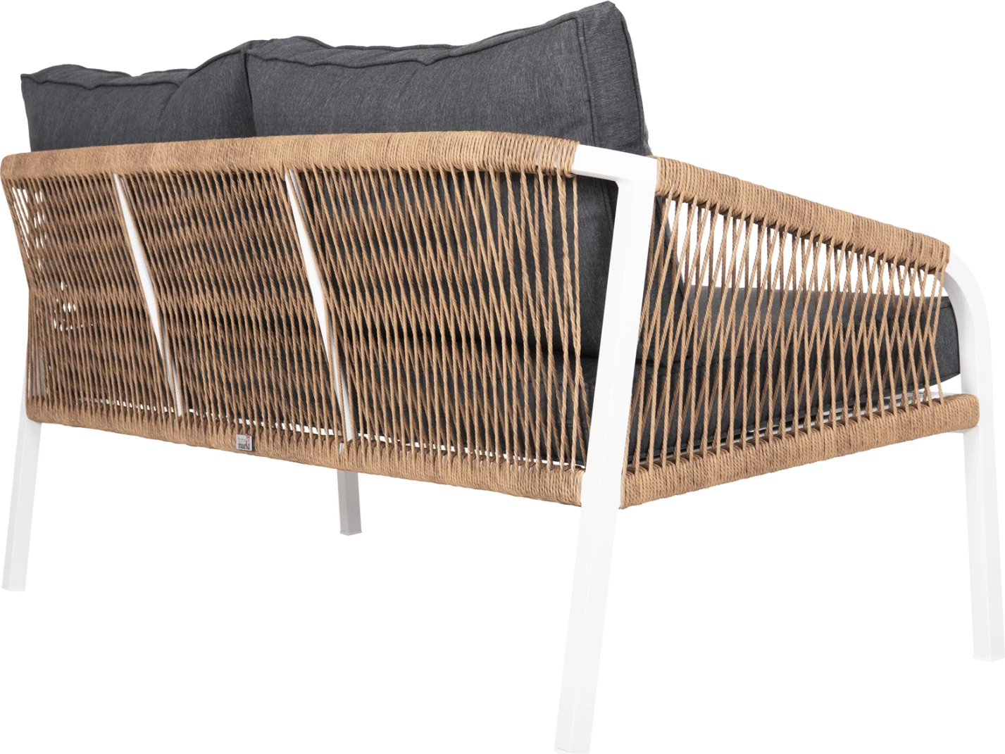 Zunanja dvosedna sedežna garnitura MAERLY FH6055.01 aluminij v beli-temno bež sintetični vrvi-antracit blazine
