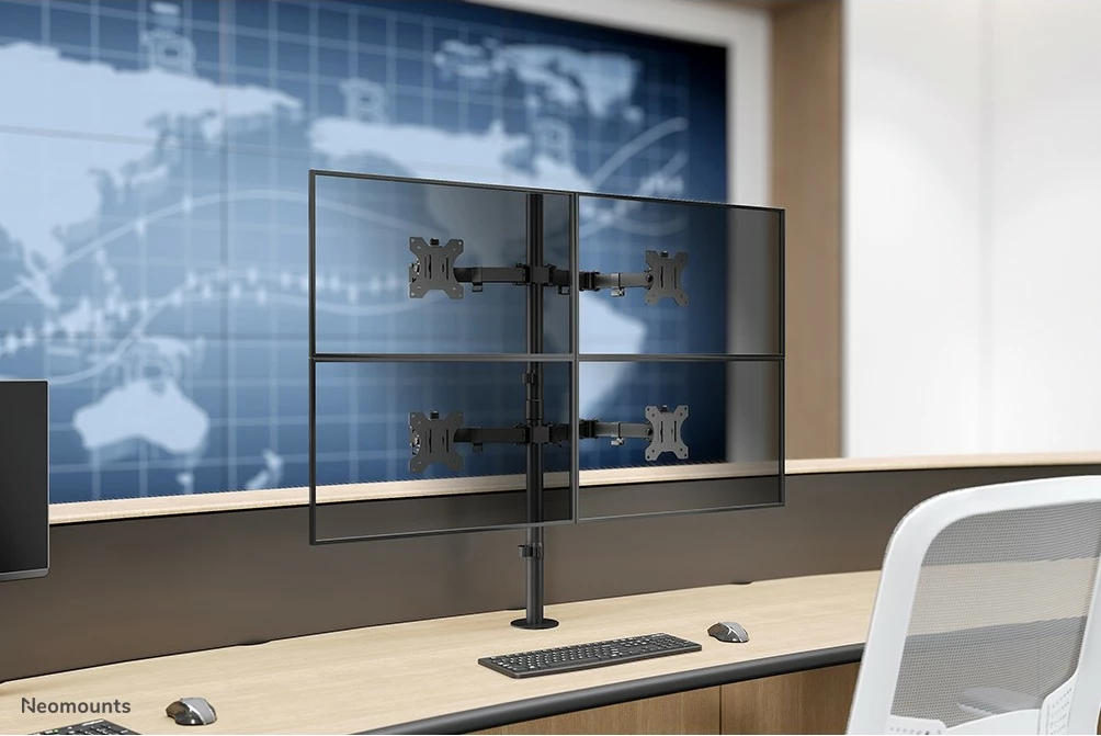 Krmilni nosilec za štiri monitorje Neomounts FPMA-D550D4BLACK, Clamp/Bolt-through, 6 kg, 33 cm (13"), 81,3 cm (32"), 100 x 100 mm, črn