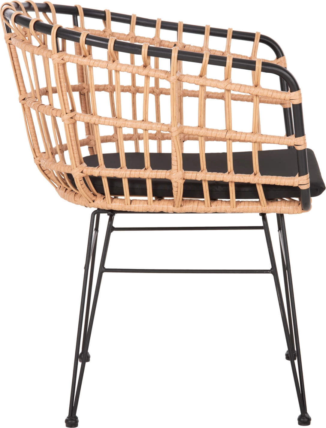 Vrtni naslanjač ALLEGRA FH5456.11 kovina in blazina črna-pletena bež 58x61x81Hcm