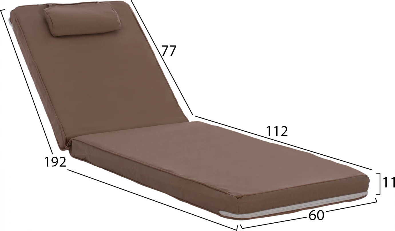 Blazina za ležalnik Textilene 600gr/m2 2x1 Sifnos moka FH11237.04T 194x70x11 cm