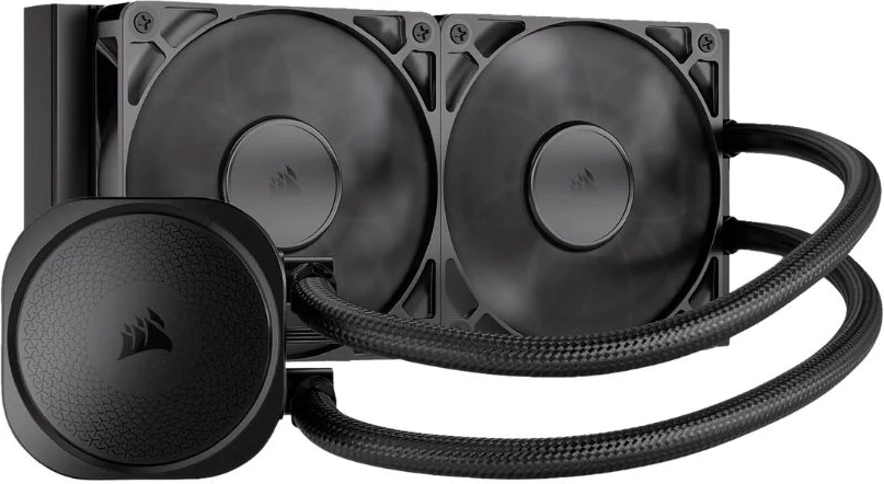 AIO vodno hlajenje Nautilus 240, Corsair CW-9060088-WW, radiator 240 mm, dva ventilatorja 120 mm, črn