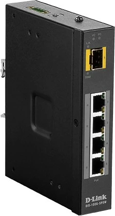 Industrijski stikalnik D-Link DIS-100G-5PSW, 4x Gigabit PoE, 1x SFP, brez ventilatorja, črn