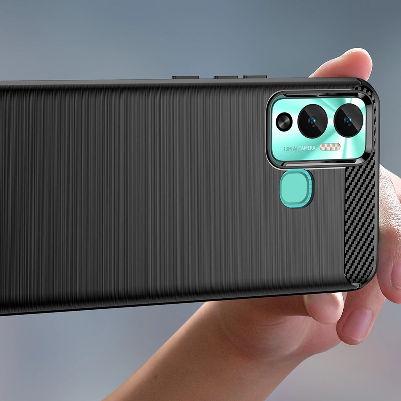 Ovitek za telefon Carbon Case za Infinix Hot 12 Play / Hot 12 Play NFC, Hurtel, TPU, črn