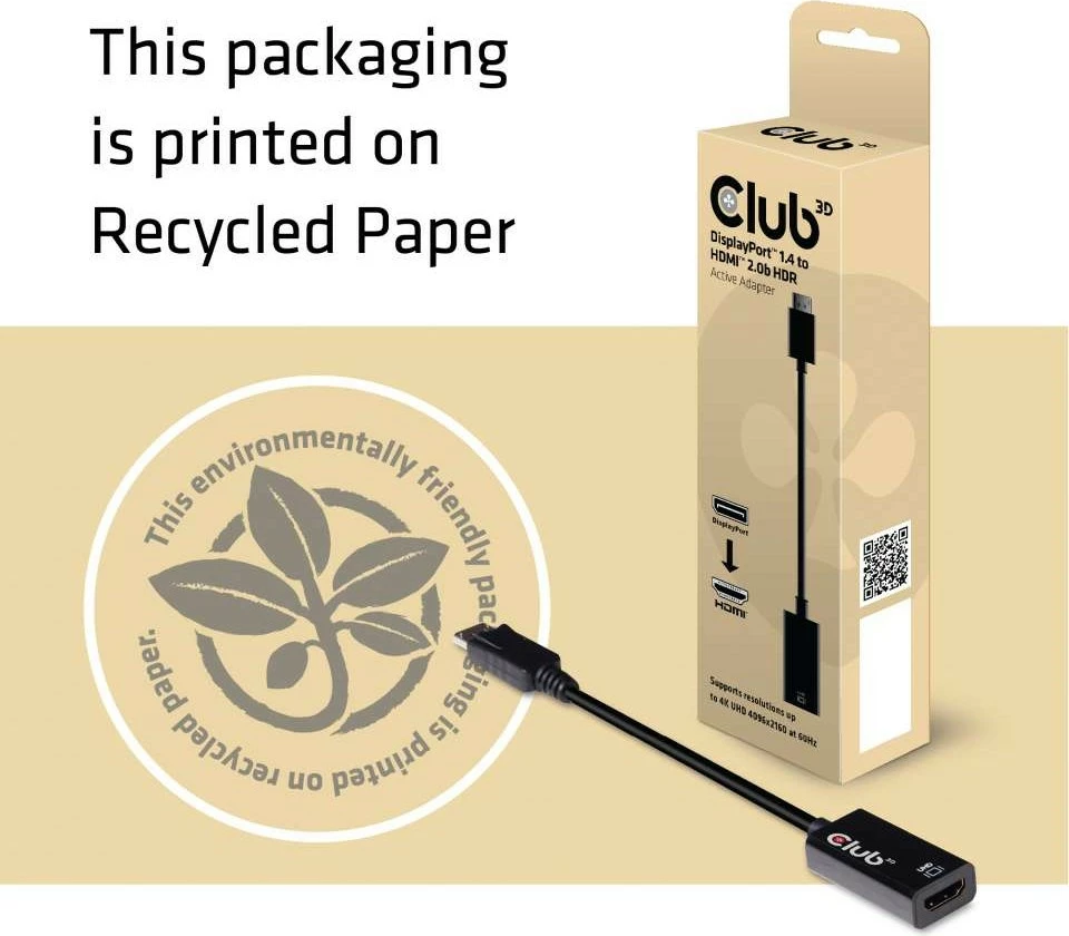 Adapter za DisplayPort v HDMI Club3D, 4K 60Hz, HDR, črn