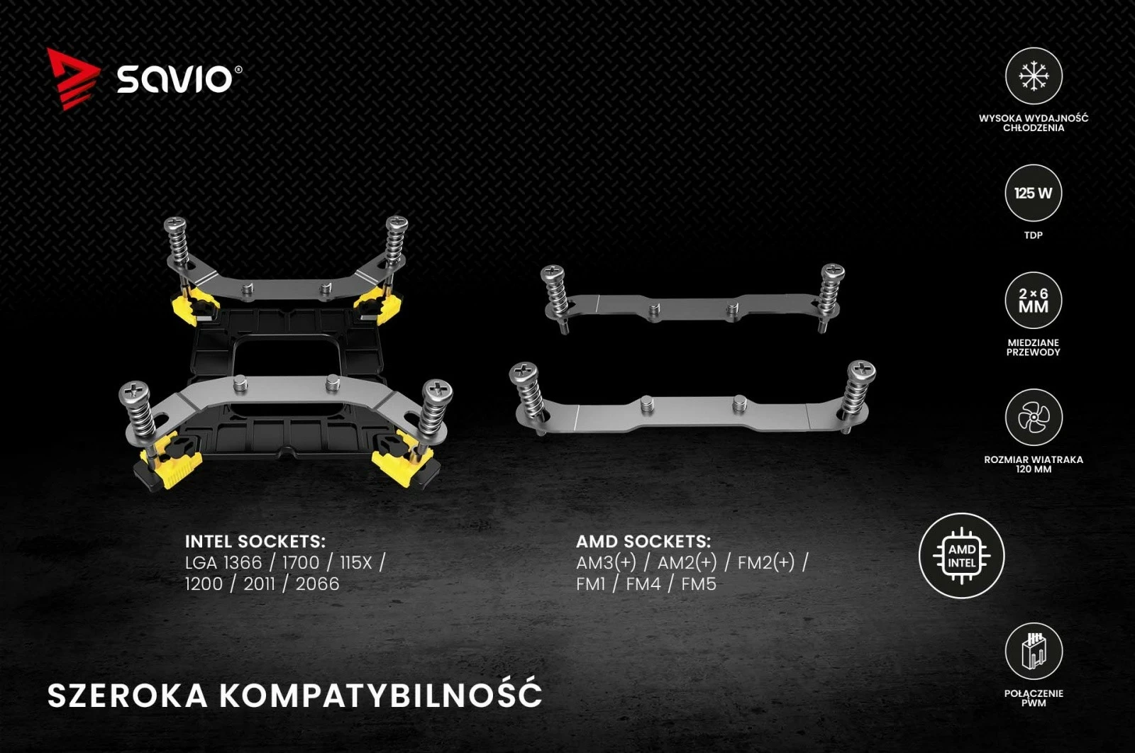 Procesorski hladilnik Savio FROST X2, 120 mm, PWM, 125 W TDP, črn