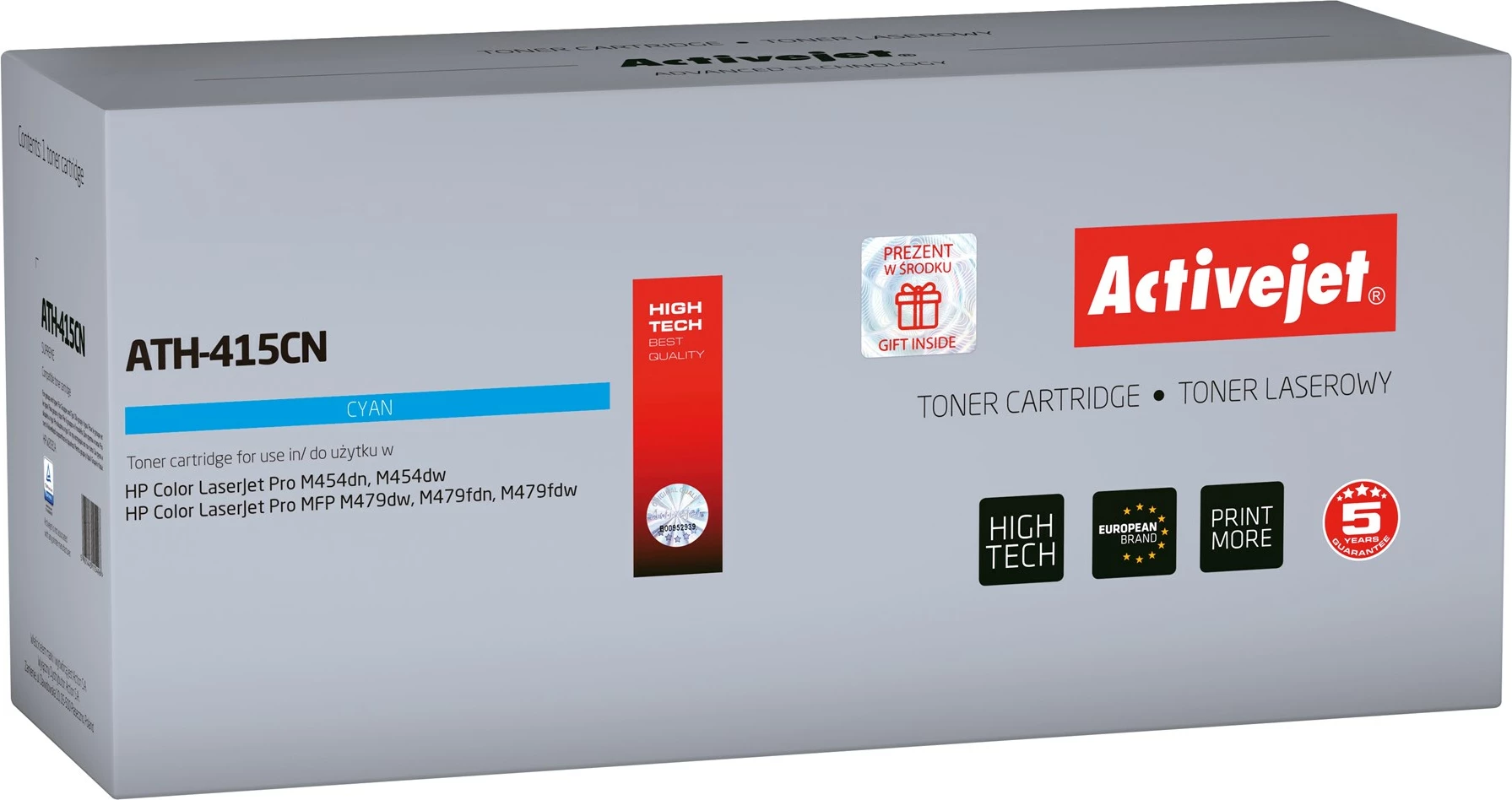 Zamenljiv toner za tiskalnik, cian (Activejet ATH-415CN) za HP 415A W2031A, supreme (s čipom)