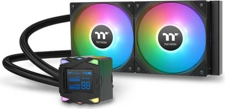 Vodno AIO hlajenje CPU, Thermaltake LA240-S ARGB CL-W461-PL12SW-A, radiator 240 mm, 2×120 mm do 2500 RPM, 2,4" LCD zaslon, ARGB