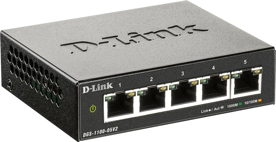 Upravljan preklopnik D-Link DGS-1100-05V2/E, 5 vrat, Gigabit, črn