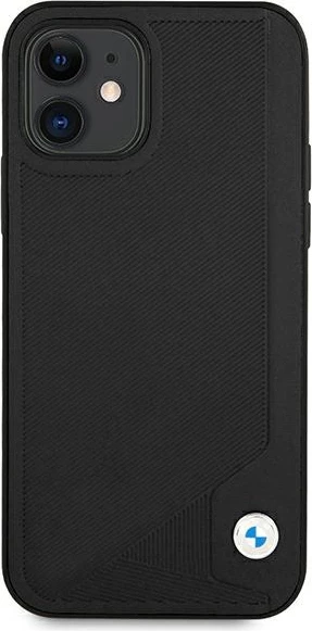 Ovitek Deboss za iPhone 12 mini, umetno usnje, črn BMW