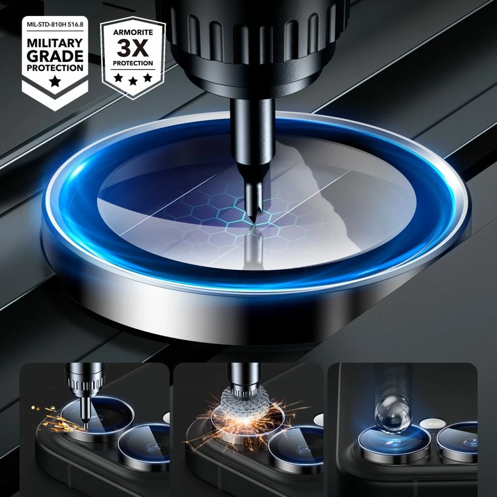 Zaščitno steklo za kamero ESR Armorite za iPhone 16 / 16 Plus, črno