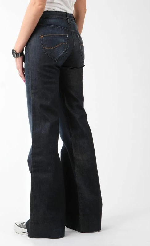 Široke ženske hlače iz jeansa Lee Ava, črne