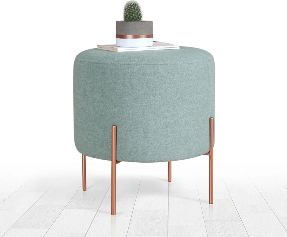 Puf v morsko zeleni barvi, bakrene noge, 43 - Atelier del Sofa