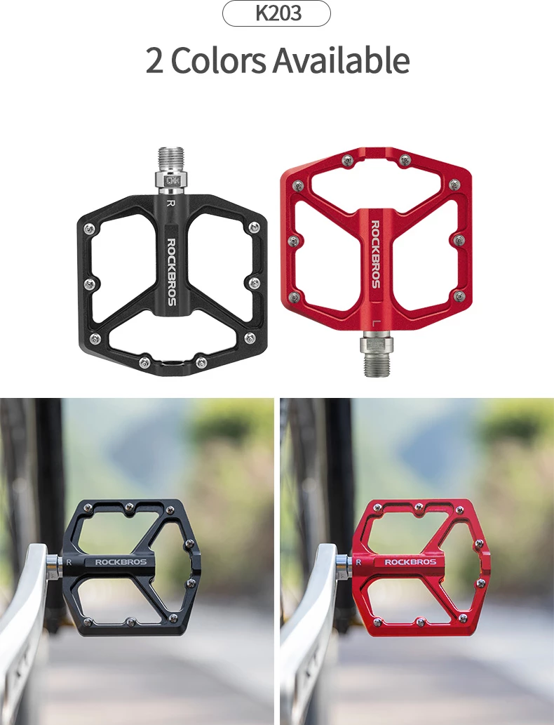 Set pedal za kolo iz aluminijeve zlitine in jekla Rockbros K203-BK, črn