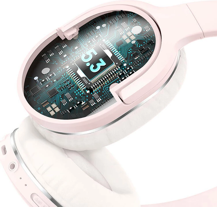 Slušalke čez uho brezžične, Baseus Encok D02 Pro NGD02-C01, Bluetooth 5.0, 40 ur baterije, 40 mm zvočniki, zložljive, rožnate