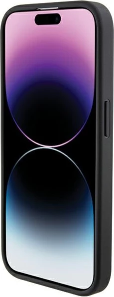 Ovitek za telefon z držalom in metalnim logotipom Ferrari za iPhone 15 Pro, črn