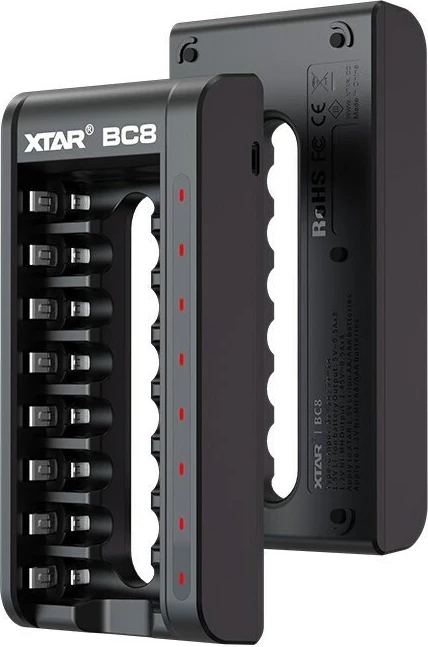 Polnilec baterij XTAR BC8, za R03/AAA in R6/AA, Li-ion 1.5V/NiMH, črn