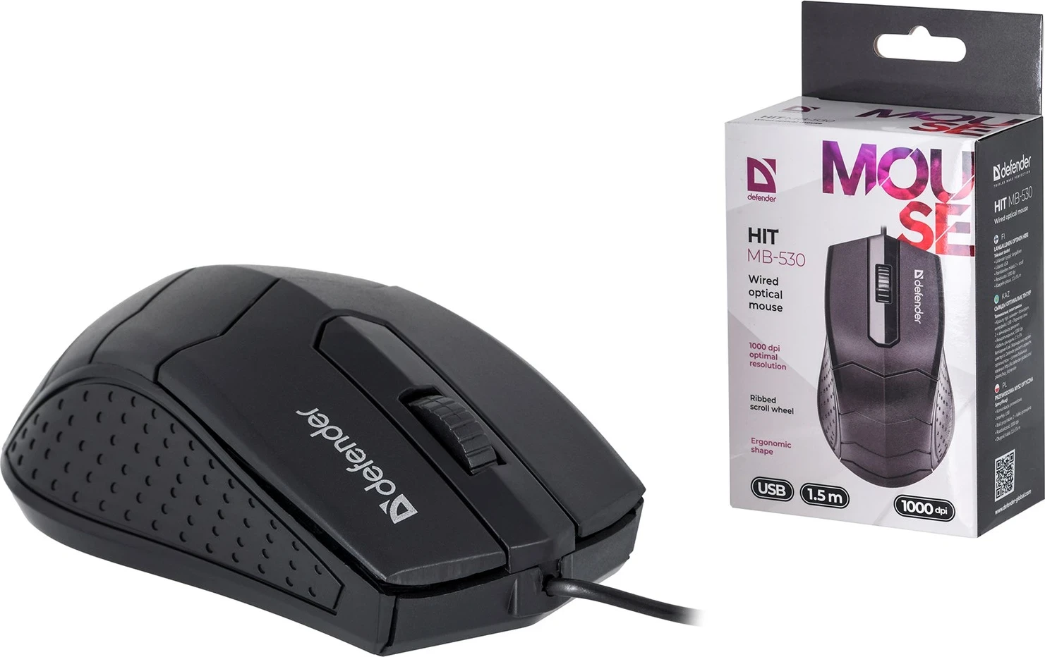Optični miška, 1000 DPI, črn Defender HIT MB-530