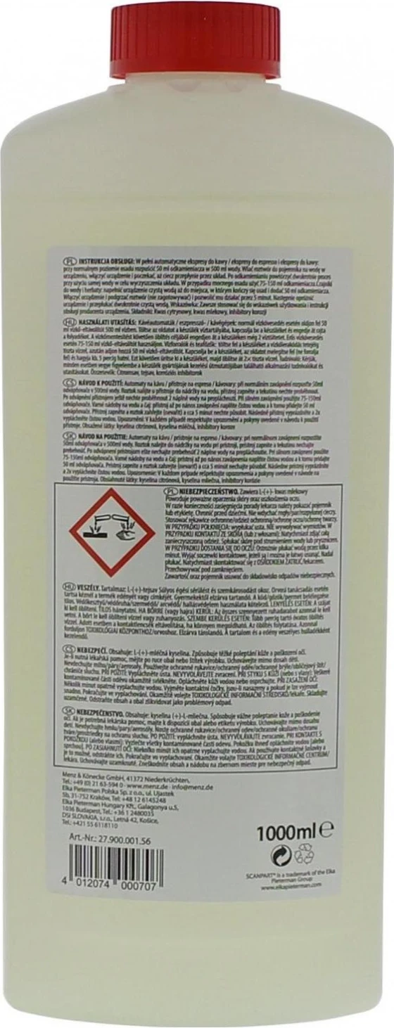Pastralec vodnega kamna za kavni aparat in kuhalnik Scanpart, 1 L, prozoren