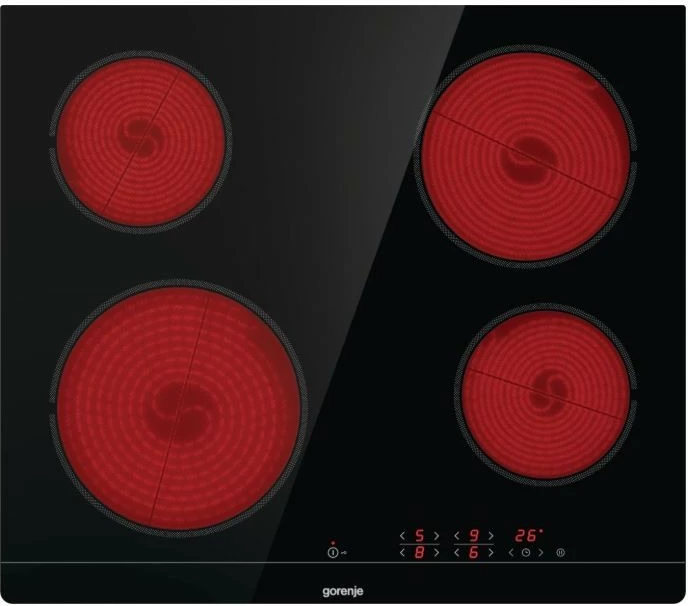 Keramična kuhalna plošča, Gorenje ECT641BSC, 4 kuhališča, na dotik, črna