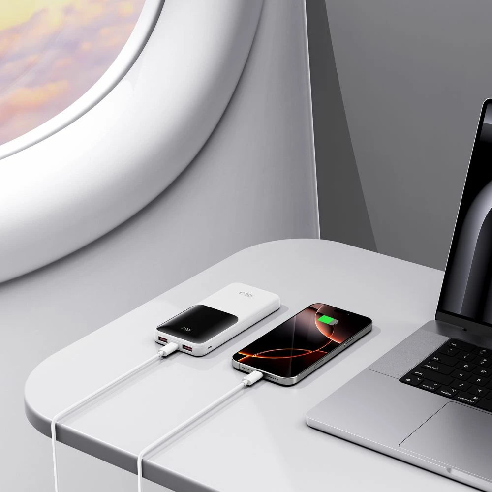 Powerbank 10000 mAh 22,5 W, bel — Tech-Protect PB01