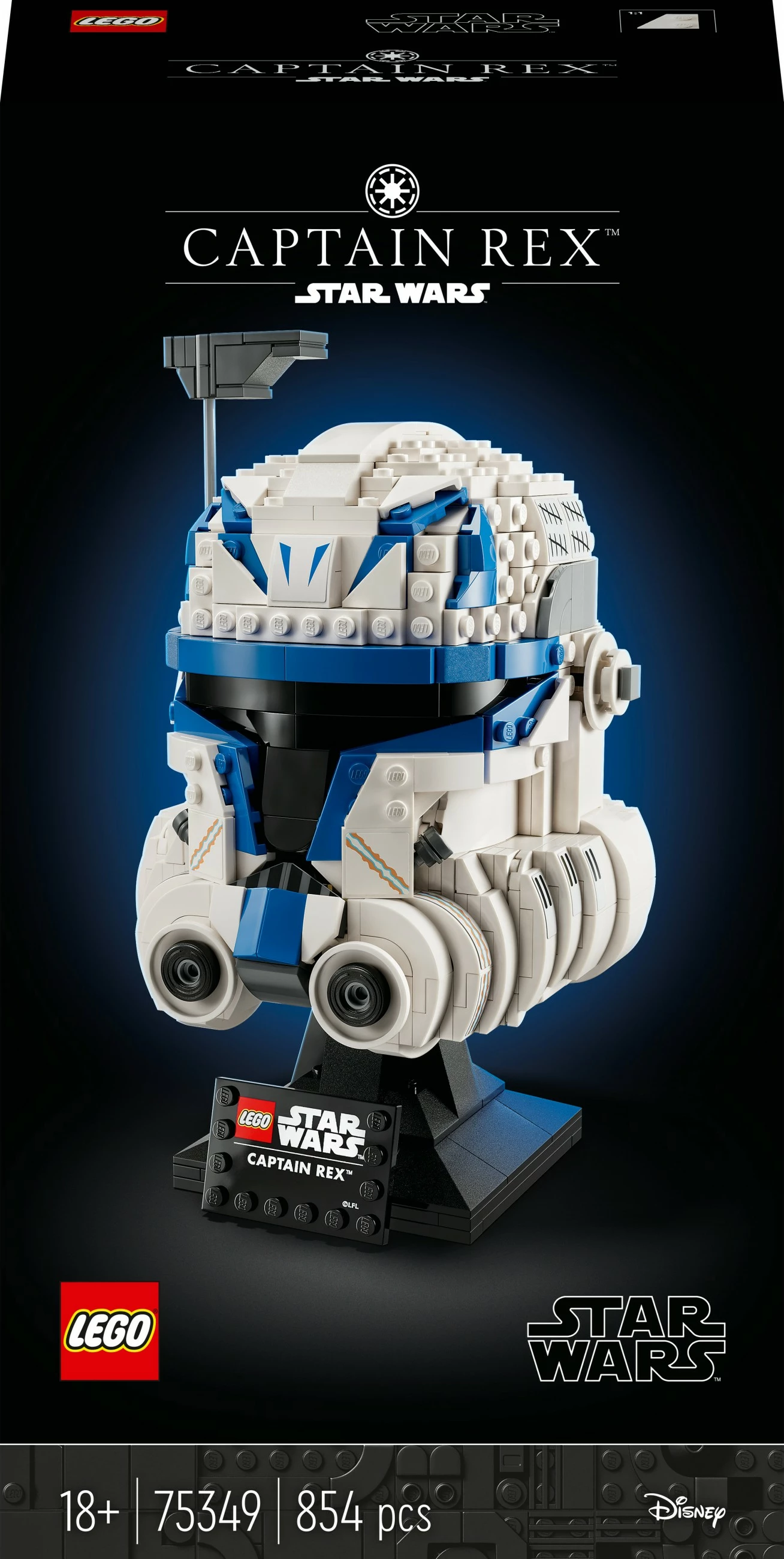Detajiran model čelade Captain Rex, LEGO Star Wars, 854 kosi, večbarven