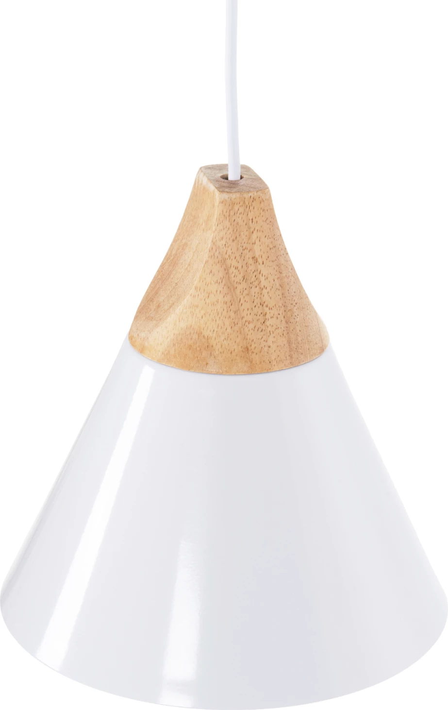 Stropna viseča svetilka FH4149 bela kovinska kapa-leseni detajl Φ22x115Hcm