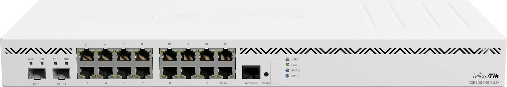 Profesionalni usmerjevalnik MikroTik CCR2004-16G-2S+, 128 MB RAM, 128 MB Flash, bel, 1U