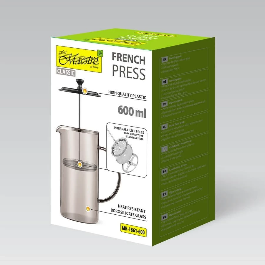 French press 600 ml, črn Maestro MR-1861-600