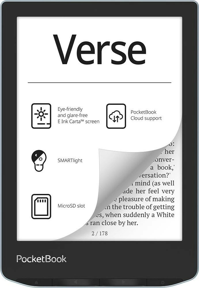 E-bralnik 6" E Ink Carta, 8 GB, svetlo modra — PocketBook Verse