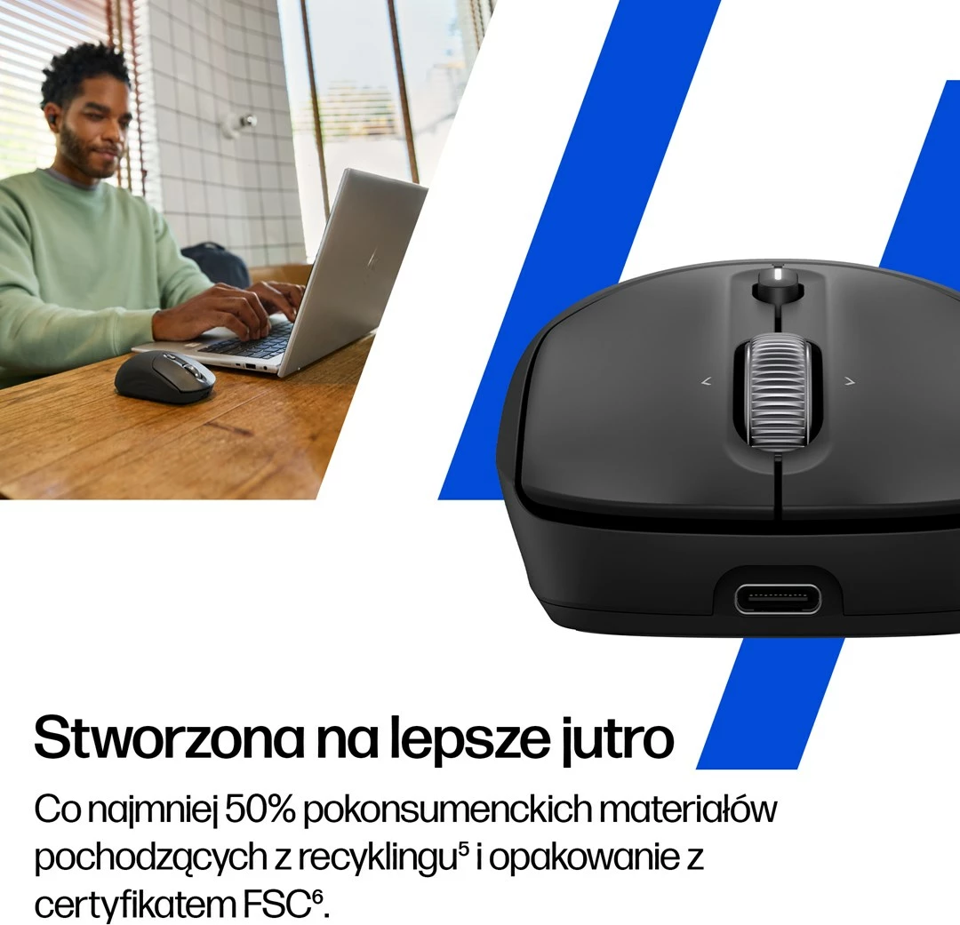 Brezžični miš, polnilna, 8 gumbov, Bluetooth 5.2, USB Type-C, črn — HP 700