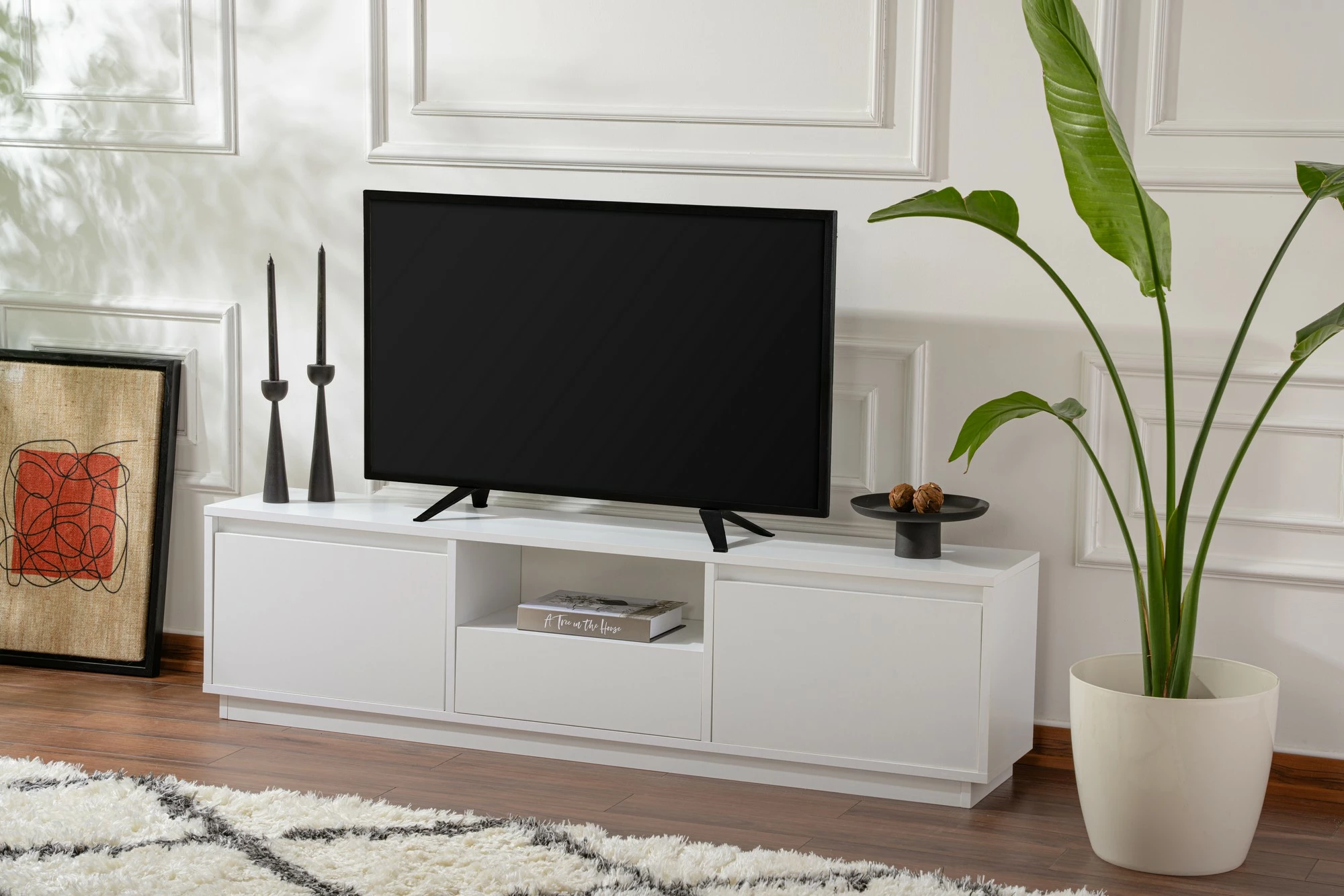 Komoda za TV Vanguard Nordure, naravno bela