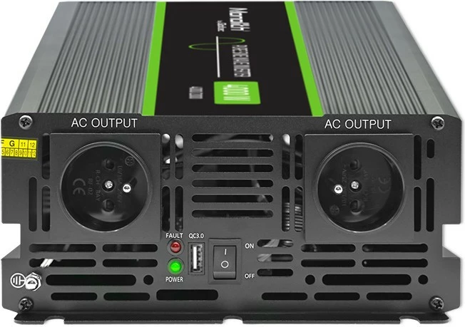 Pretvornik napetosti 2000W/4000W, 24V v 230V, grafit Qoltec Monolith 51939