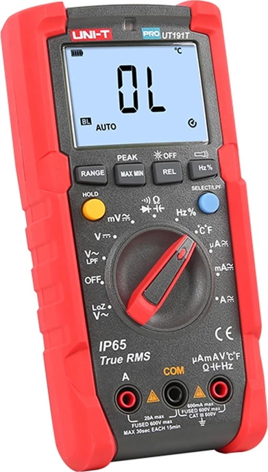 Profesionalni digitalni multimeter, UNI-T UT191T, True RMS 6000 števk, 600 V 20 A, IP65, merjenje temperature