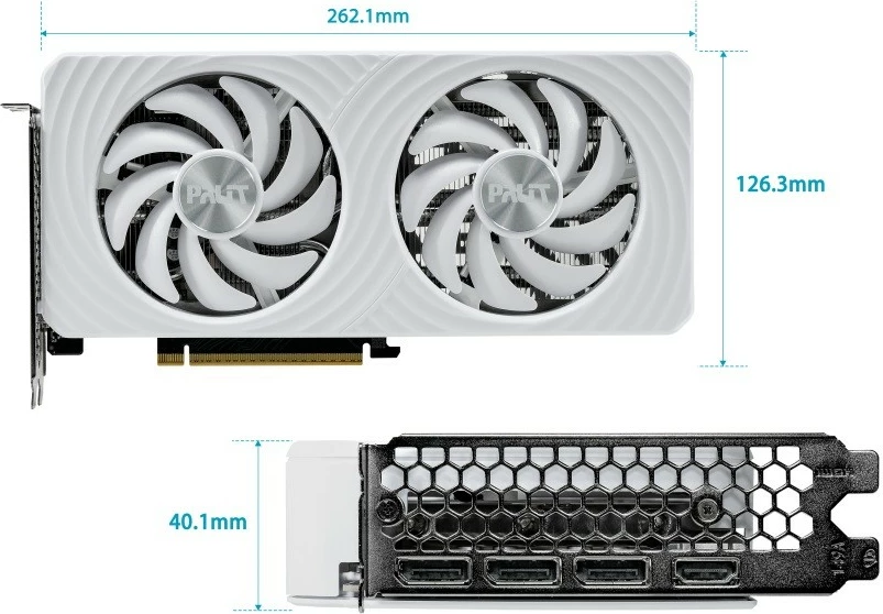 Grafična kartica Palit GeForce RTX 5060 Ti WHITE OC, 8GB GDDR7, 128-bit, 3x DP/HDMI, bela