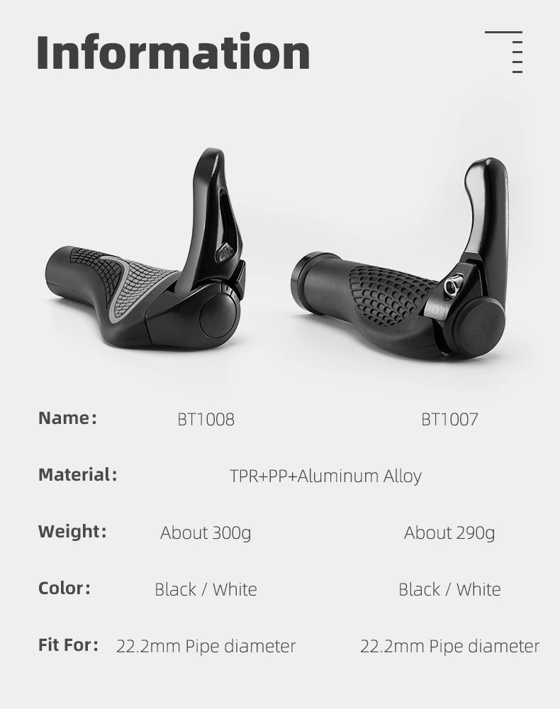 Ročaji za kolo z rogovi, Rockbros BT1007B, črni