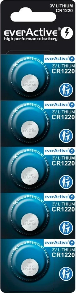 Litijeva baterija CR1220 everActive, 40 mAh, set 5 kos