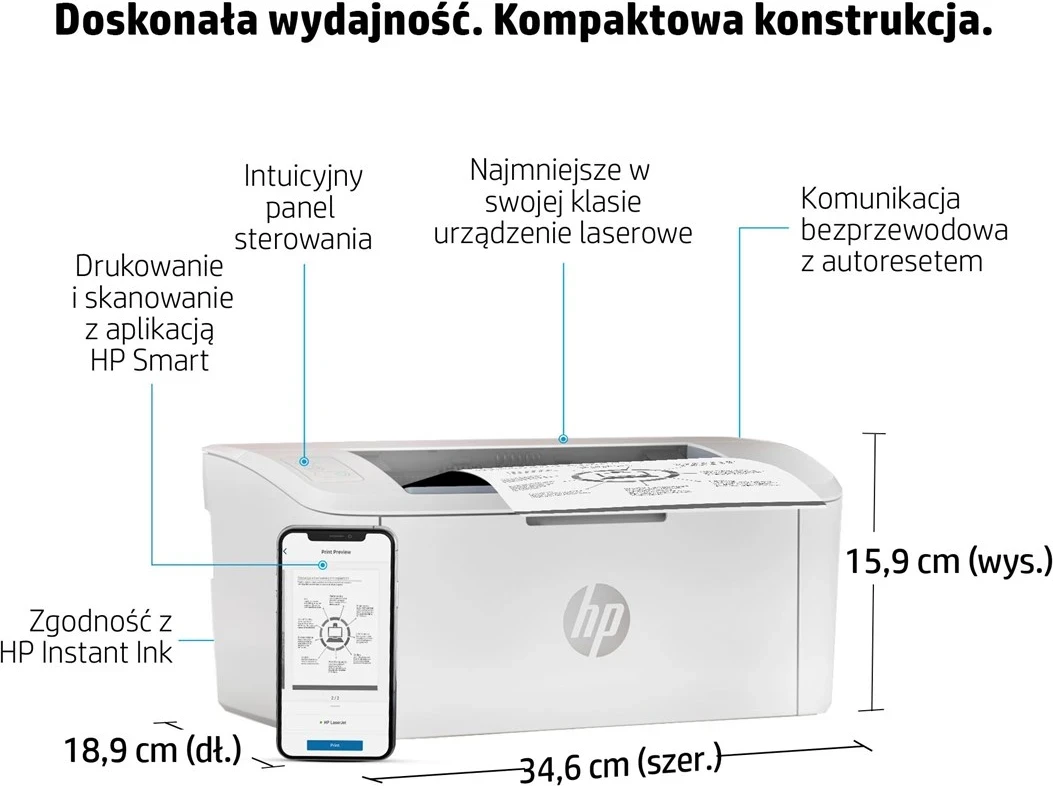 Laserski tiskalnik za majhno pisarno HP LaserJet M110w, bel