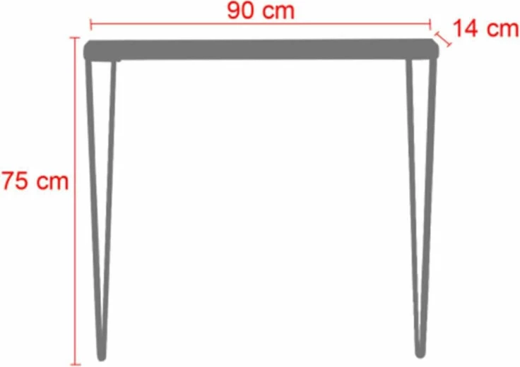 Konzola Tetty, oreh-črna, 90x14x75 cm