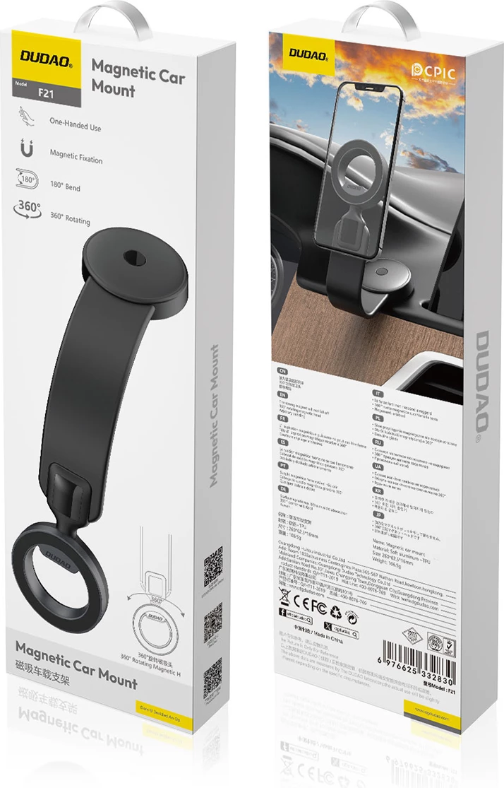 Magnetni nosilec za telefon Dudao F21 MagSafe, črn
