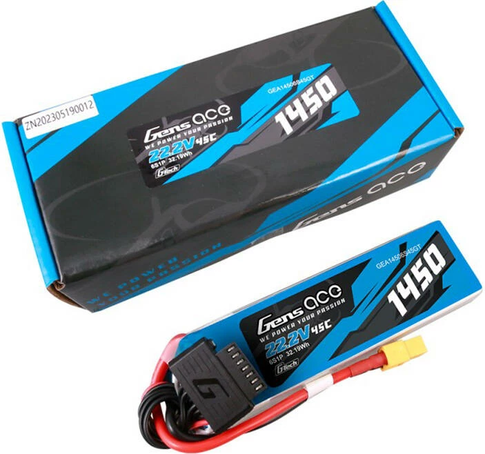 LiPo baterija 1450mAh, 22.2V, 45C, Gens Ace GEA14506S45GT, z XT60 vtičem