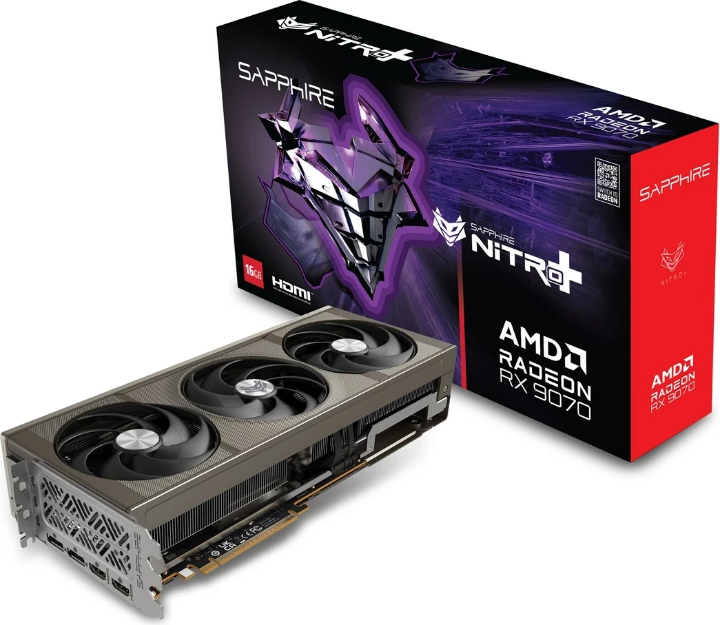 Grafična kartica NITRO+ Radeon RX 9070, 16 GB GDDR6, Sapphire, siva
