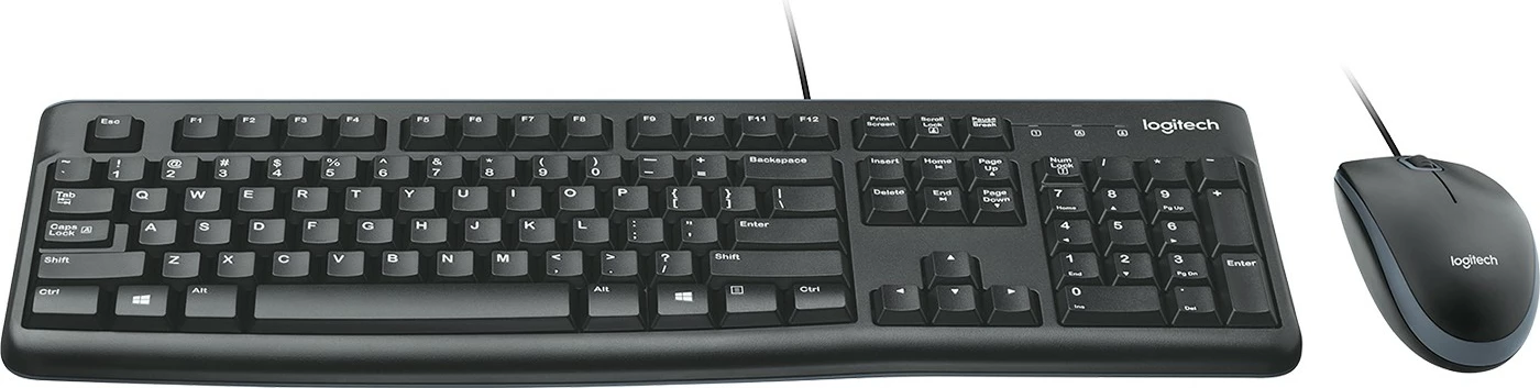 Tipkovnica in miška Logitech Desktop MK120, žična, USB, QWERTZ, črna